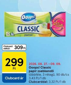 Ooops! Classic papír zsebkendő – Tesco