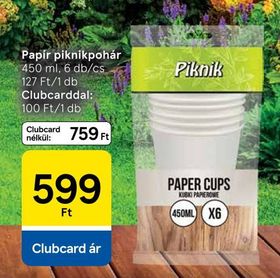Papír piknikpohár – Tesco