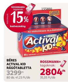 Béres BÉRES ACTIVAL KID RÁGÓTABLETTA – Rossmann