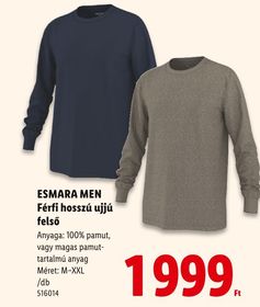 ESMARA MEN Férfi hosszú ujjú felső – Lidl