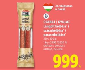 CSABAI / GYULAI Lángolt kolbász* / szárazkolbász* / parasztkolbász* – Lidl