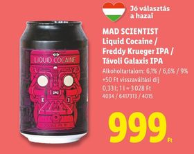 MAD SCIENTIST Liquid Cocaine / Freddy Krueger IPA / Távoli Galaxis IPA – Lidl