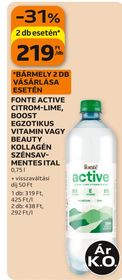 Fonte FONTE ACTIVE CITROM-LIME, BOOST EGZOTIKUS VITAMIN VAGY BEAUTY KOLLAGÉN SZÉNSAVMENTES ITAL – Auchan