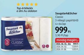 Saugstark&Sicher Classic 3 rétegű papírtörlő – dm
