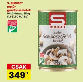 S-BUDGET natúr gombaszeletek – Spar