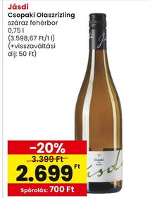Jásdi Csopaki Olaszrizling száraz fehérbor – Spar