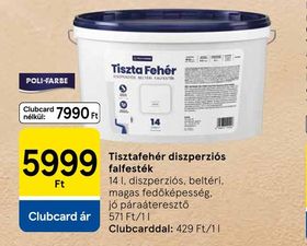 Poli-Farbe Tisztafehér diszperziós falfesték – Tesco