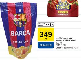 Barça Multivitamin vagy narancsízű üdítőital – Tesco
