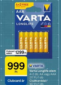 Varta Longlife elem – Tesco