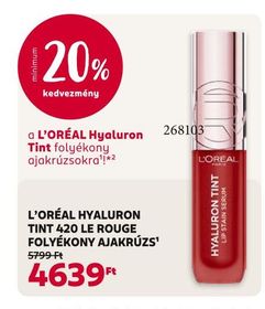 L'ORÉAL HYALURON TINT 420 LE ROUGE FOLYÉKONY AJAKRÚZS – Rossmann