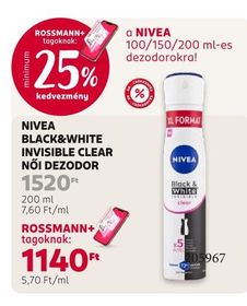 NIVEA BLACK&WHITE INVISIBLE CLEAR NŐI DEZODOR – Rossmann