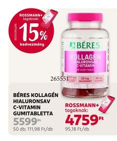 Béres BÉRES KOLLAGÉN HIALURONSAV C-VITAMIN GUMITABLETTA – Rossmann