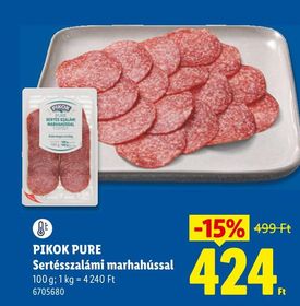 PIKOK PURE Sertésszalámi marhahússal – Lidl
