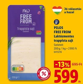 PILOS FREE FROM Laktózmentes trappista sajt – Lidl