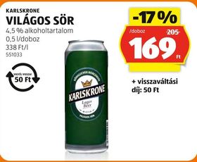 KARLSKRONE VILÁGOS SÖR – Aldi