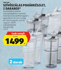 CROFTON SZÍVÓSZÁLAS POHÁRKÉSZLET, 2 DARABOS* – Aldi