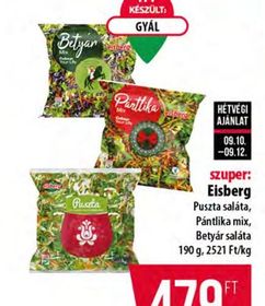 Eisberg Puszta saláta, Pántlika mix, Betyár saláta – Coop
