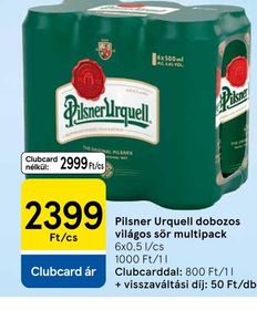 Pilsner Urquell dobozos világos sör multipack – Tesco