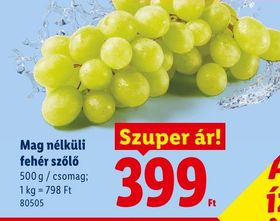 Mag nélküli fehér szőlő – Lidl