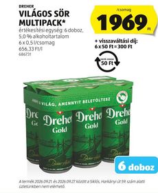 DREHER VILÁGOS SÖR MULTIPACK* – Aldi
