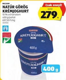 MILSANI NATÚR GÖRÖG KRÉMJOGHURT – Aldi