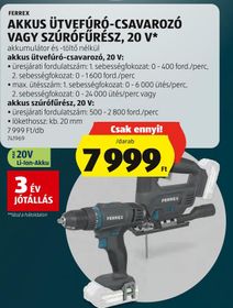 FERREX AKKUS ÜTVEFÚRÓ-CSAVAROZÓ VAGY SZÚRÓFŰRÉSZ, 20 V* – Aldi