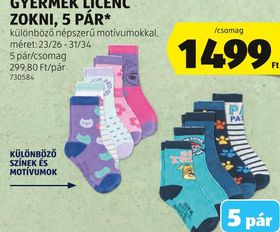 GYERMEK LICENC ZOKNI, 5 PÁR* – Aldi