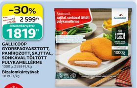 GALLICOOP GYORSFAGYASZTOTT, PANÍROZOTT, SAJTTAL, SONKÁVAL TÖLTÖTT PULYKAMELLÉRME – Auchan