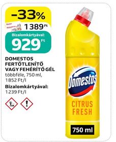 DOMESTOS FERTŐTLENÍTŐ VAGY FEHÉRÍTŐ GÉL – Auchan
