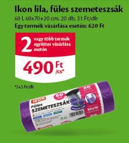 Ikon lila, füles szemeteszsák – Ecofamily