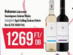 Ostoros Cabernet Sauvignon Száraz Vörös, szuper Egri Csillag Száraz Fehér – Coop