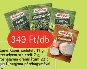 Kotányi Kapor szeletelt / Petrezselyem szeletelt / Vöröshagyma granulátum / szuper Újhagyma póréhagymával – Coop