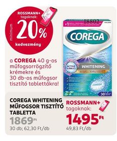 Corega COREGA WHITENING MŰFOGSOR TISZTÍTÓ TABLETTA – Rossmann