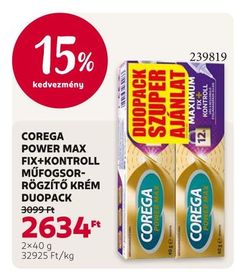 Corega COREGA POWER MAX FIX+KONTROLL MŰFOGSOR-RÖGZÍTŐ KRÉM DUOPACK – Rossmann