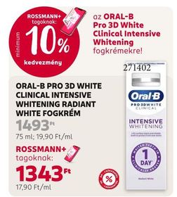 Oral-B ORAL-B PRO 3D WHITE CLINICAL INTENSIVE WHITENING RADIANT WHITE FOGKRÉM – Rossmann
