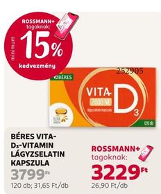 Béres BÉRES VITA-D3-VITAMIN LÁGYZSELATIN KAPSZULA – Rossmann