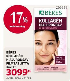 Béres BÉRES KOLLAGÉN HIALURONSAV FILMTABLETTA – Rossmann