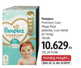 Pampers Premium Care Mega Pack pelenka, 4-es méret (9-14 kg) – dm