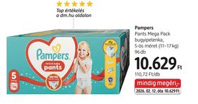 Pampers Pants Mega Pack bugyipelenka, 5-ös méret (11-17 kg) – dm