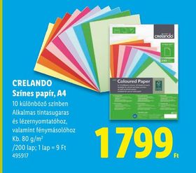 CRELANDO Színes papír, A4 – Lidl