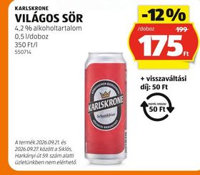 KARLSKRONE VILÁGOS SÖR – Aldi