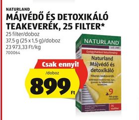 NATURLAND MÁJVÉDŐ ÉS DETOXIKÁLÓ TEAKEVERÉK, 25 FILTER* – Aldi