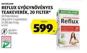 NATURLAND REFLUX GYÓGYNÖVÉNYES TEAKEVERÉK, 20 FILTER* – Aldi