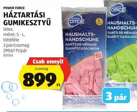 POWER FORCE HÁZTARTÁSI GUMIKESZTYŰ – Aldi