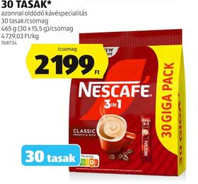 NESCAFÉ KÁVÉ 3 AZ 1-BEN, 30 TASAK* – Aldi