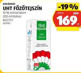KOKÁRDÁS UHT FŐZŐTEJSZÍN – Aldi