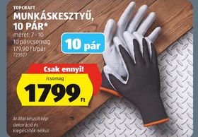 TOPCRAFT MUNKÁSKESZTYŰ, 10 PÁR* – Aldi