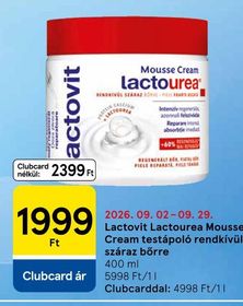 Lactovit Lactourea Mousse Cream testápoló rendkívül száraz bőrre – Tesco