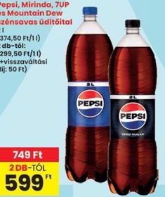 Pepsi, Mirinda, 7UP és Mountain Dew szénsavas üdítőital – Spar