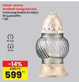 Fehér-arany antikolt üvegmécses – Spar